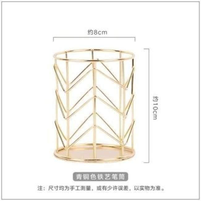 Avelena | 1 Stück Rose Gold Metall Stift Halter Box Fall Organizer Home Schreibtisch Schreibwaren Dekor Büro Schule Schreibtisch Zubehör Supplies H0176