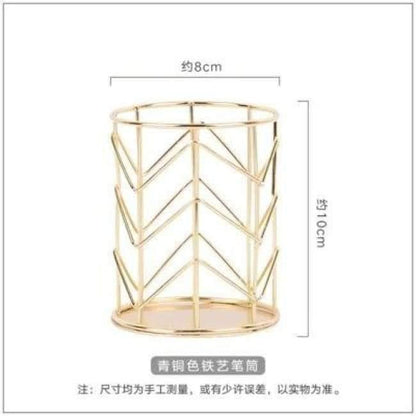 Avelena | 1 Stück Rose Gold Metall Stift Halter Box Fall Organizer Home Schreibtisch Schreibwaren Dekor Büro Schule Schreibtisch Zubehör Supplies H0176