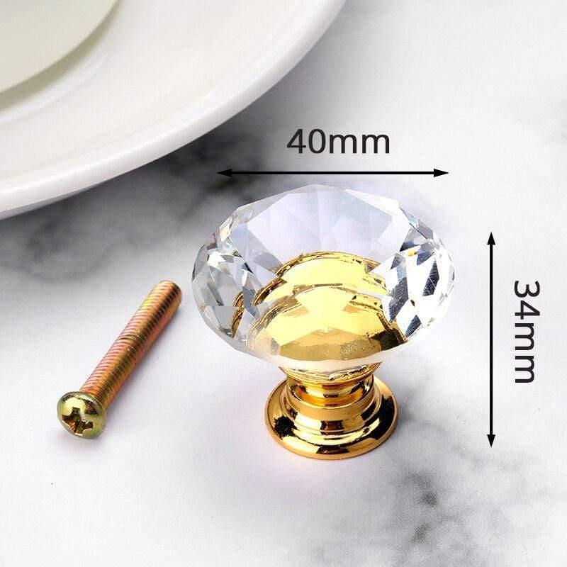 Avelena | 40Mm Diamantförmige Kristallglas Knöpfe Schrankzüge Schubladenknöpfe Küchenmöbelgriffe Möbelgriff Hardware