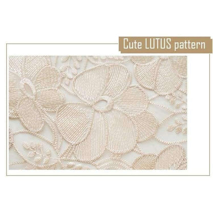Avelena | Leichtkaffee Pure Organza Spitzeneinfassung Lotus Bestickte Tischdecke