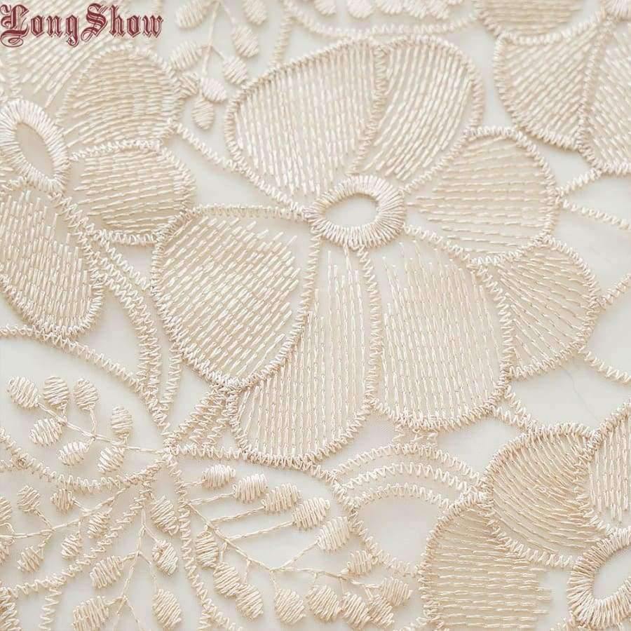 Avelena | Leichtkaffee Pure Organza Spitzeneinfassung Lotus Bestickte Tischdecke