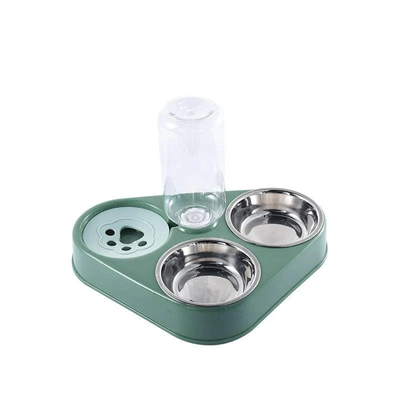 Avelena | 3In1 Haustier Hund Katze Futter Bowls Mit Flasche Automatische Trinkspender Brunnen Tragbar Strapazierfähig Edelstahl 3 Schalen Tierbedarf