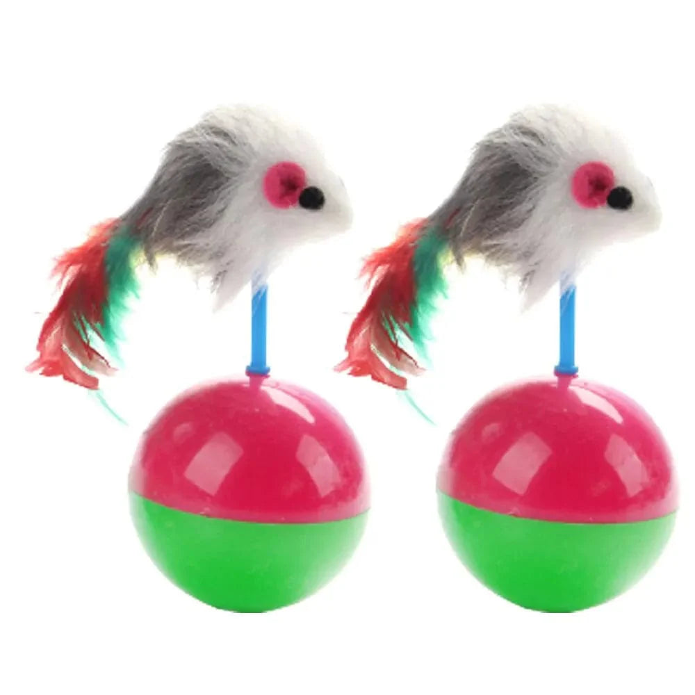 Avelena | Hunde Katzenspielzeug Haltbar Bunte Feder Mimi Lieblingspelzmause Kippenspielzeug Kätzchen Katzenspielzeug Spielbälle Zum Fangen Katzenbedarf 2Pcs