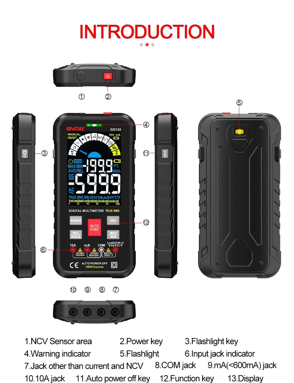 Avelena | Gvda Neue Smart Multimeter Auto Range 1000V 10A Digitaler Kondensatortester True Rms Rel Ohm Hz Ac Dc Spannungsmesser Multimeter