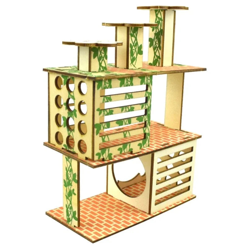 Avelena | Hamster Holz Villa Haus Kletterspielzeug Versteck Nist Habitat Für Chinchillas Meerschweinchen Kleine Tiere 5 Stile