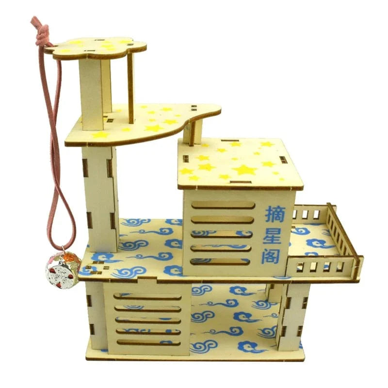 Avelena | Hamster Holz Villa Haus Kletterspielzeug Versteck Nist Habitat Für Chinchillas Meerschweinchen Kleine Tiere 5 Stile