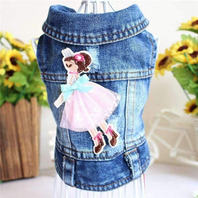Avelena | Bestickte Haustierkleidung Loch Cowboy Jeans Kleidung für Kleine Hunde Herbst Chihuahua Hundejacke Fabrikverkauf Hundewesten