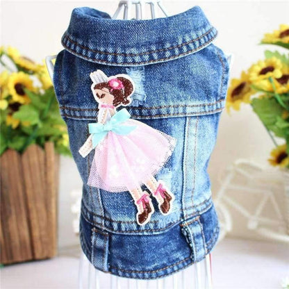 Avelena | Bestickte Haustierkleidung Loch Cowboy Jeans Kleidung für Kleine Hunde Herbst Chihuahua Hundejacke Fabrikverkauf Hundewesten
