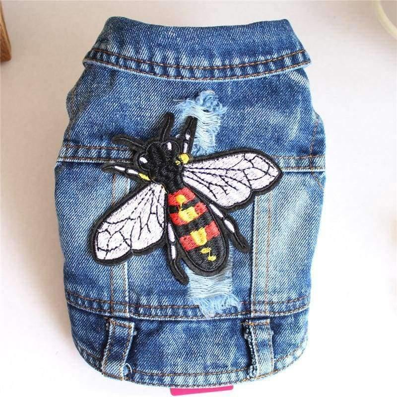 Avelena | Bestickte Haustierkleidung Loch Cowboy Jeans Kleidung für Kleine Hunde Herbst Chihuahua Hundejacke Fabrikverkauf Hundewesten