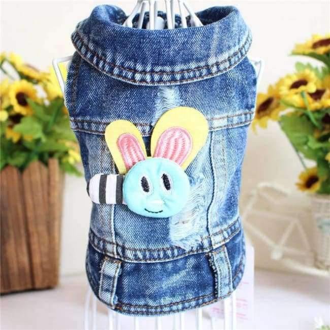 Avelena | Bestickte Haustierkleidung Loch Cowboy Jeans Kleidung für Kleine Hunde Herbst Chihuahua Hundejacke Fabrikverkauf Hundewesten