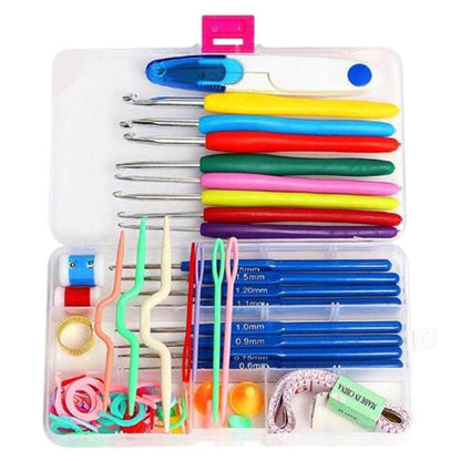Avelena | Häkelnadelset mit Tasche 14 Stile Stricknadeln Set Diy Nadel Kunst Handwerk Scheren Marker Nähwerkzeuge Gyh