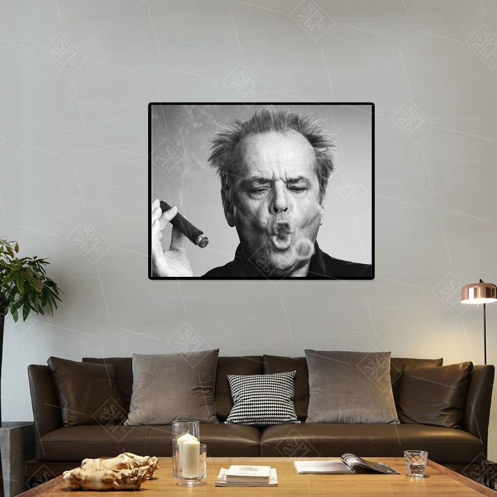 Avelena | Jack Nicholson Zigarre Poster Wandkunst Druck Bild Schwarz-Weiß Leinwandmalerei für Wohnzimmer Moderne Wohnkultur