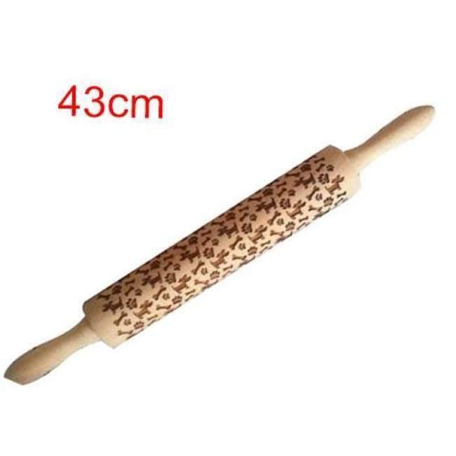 Avelena | 43Cm Weihnachts Präge Nudelholz Graviertes Geschnitztes Holz Präge Nudelholz Schneeflocke Rentier Backen
