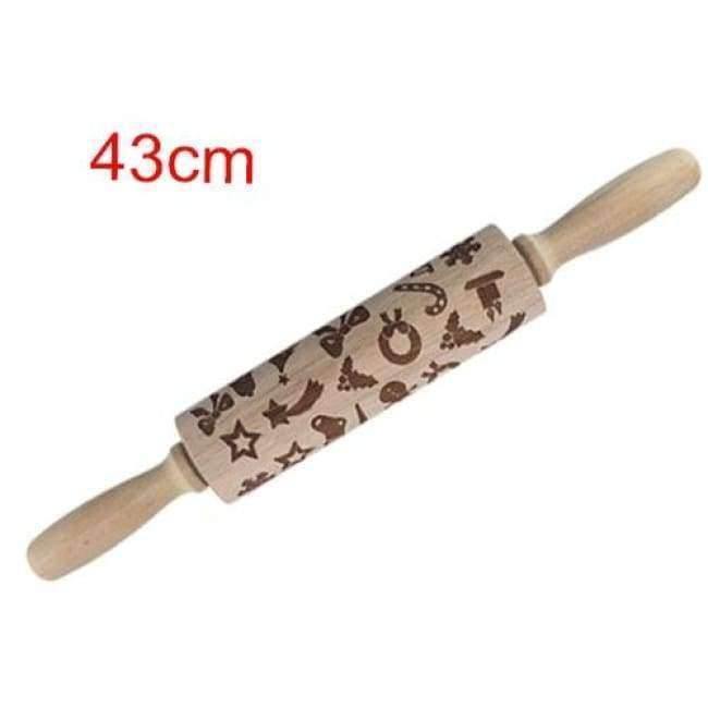 Avelena | 43Cm Weihnachts Präge Nudelholz Graviertes Geschnitztes Holz Präge Nudelholz Schneeflocke Rentier Backen