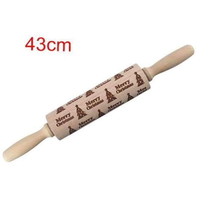 Avelena | 43Cm Weihnachts Präge Nudelholz Graviertes Geschnitztes Holz Präge Nudelholz Schneeflocke Rentier Backen