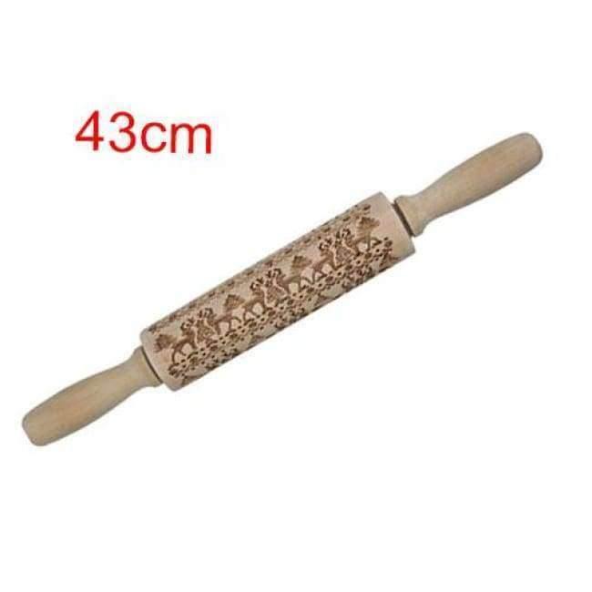 Avelena | 43Cm Weihnachts Präge Nudelholz Graviertes Geschnitztes Holz Präge Nudelholz Schneeflocke Rentier Backen