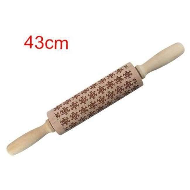 Avelena | 43Cm Weihnachts Präge Nudelholz Graviertes Geschnitztes Holz Präge Nudelholz Schneeflocke Rentier Backen
