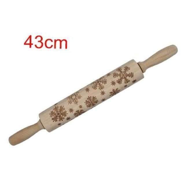 Avelena | 43Cm Weihnachts Präge Nudelholz Graviertes Geschnitztes Holz Präge Nudelholz Schneeflocke Rentier Backen