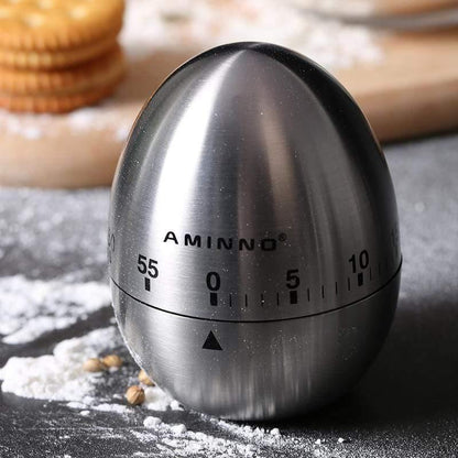 Avelena | Küchenwecker Handbuch Edelstahl Eiform Mechanisch Rotierender Alarm Mit 60 Minuten Für Das Kochen