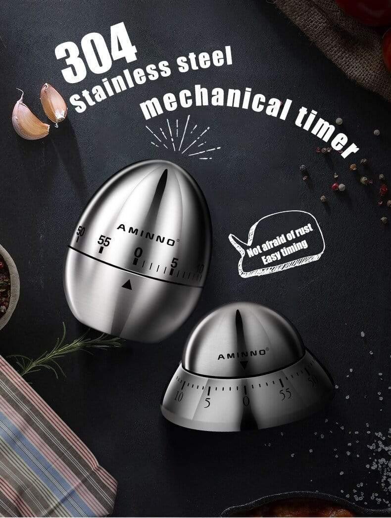 Avelena | Küchenwecker Handbuch Edelstahl Eiform Mechanisch Rotierender Alarm Mit 60 Minuten Für Das Kochen