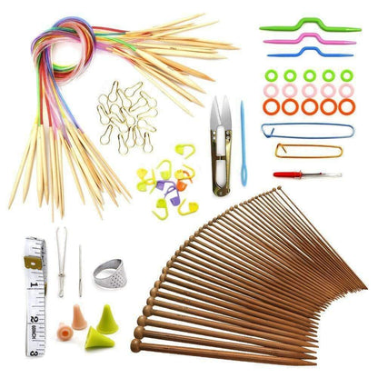 Avelena | Häkelnadelset mit Tasche 14 Stile Stricknadeln Set Diy Nadel Kunst Handwerk Scheren Marker Nähwerkzeuge Gyh