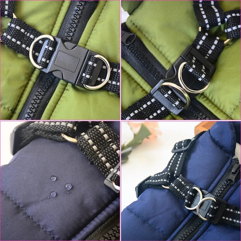 Avelena | Große Haustier Hundejacke mit Geschirr Winter Warme Hundekleidung für Labrador Wasserdichte Große Hundejacke Chihuahua Französische Bulldogge Outfit