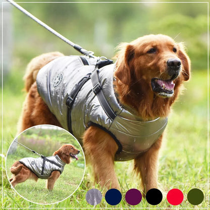 Avelena | Große Haustier Hundejacke mit Geschirr Winter Warme Hundekleidung für Labrador Wasserdichte Große Hundejacke Chihuahua Französische Bulldogge Outfit