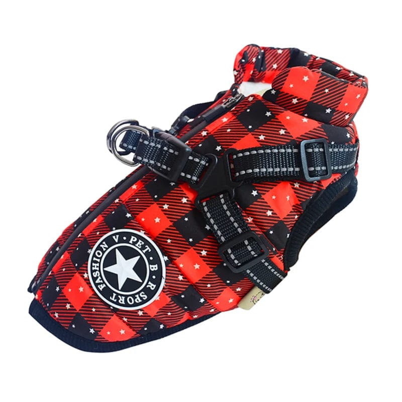 Avelena | Große Haustier Hundejacke mit Geschirr Winter Warme Hundekleidung für Labrador Wasserdichte Große Hundejacke Chihuahua Französische Bulldogge Outfit