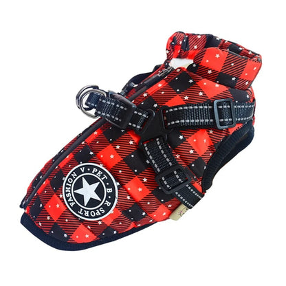 Avelena | Große Haustier Hundejacke mit Geschirr Winter Warme Hundekleidung für Labrador Wasserdichte Große Hundejacke Chihuahua Französische Bulldogge Outfit