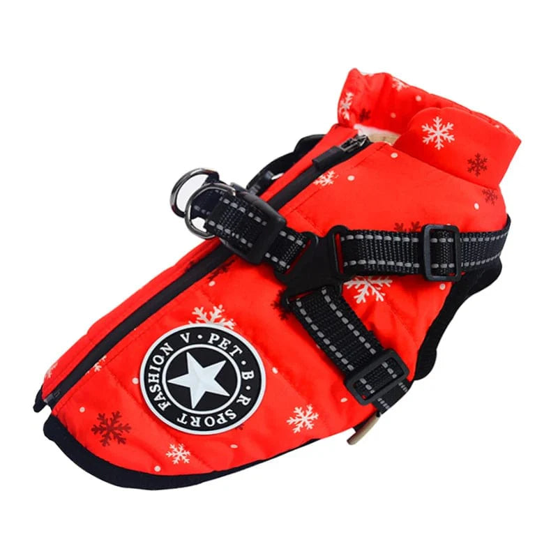 Avelena | Große Haustier Hundejacke mit Geschirr Winter Warme Hundekleidung für Labrador Wasserdichte Große Hundejacke Chihuahua Französische Bulldogge Outfit