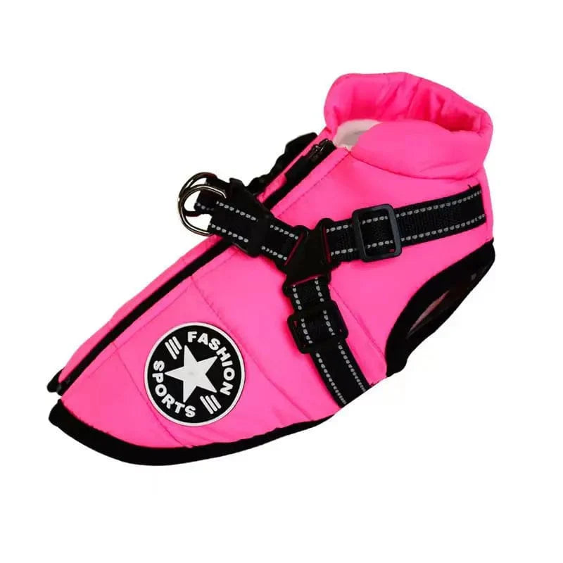 Avelena | Große Haustier Hundejacke mit Geschirr Winter Warme Hundekleidung für Labrador Wasserdichte Große Hundejacke Chihuahua Französische Bulldogge Outfit