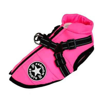 Avelena | Große Haustier Hundejacke mit Geschirr Winter Warme Hundekleidung für Labrador Wasserdichte Große Hundejacke Chihuahua Französische Bulldogge Outfit