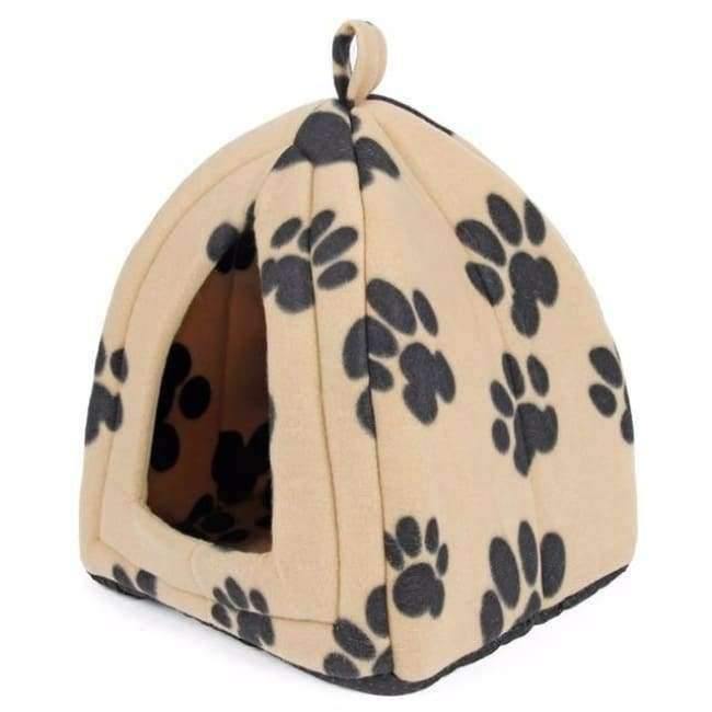 Avelena | Katzenhaus und Haustierbetten 5 Farben Beige und Rot Lila, Khaki, Schwarz mit Pfotenstreifen, Weiß mit Pfotenstreifen