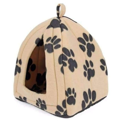 Avelena | Katzenhaus und Haustierbetten 5 Farben Beige und Rot Lila, Khaki, Schwarz mit Pfotenstreifen, Weiß mit Pfotenstreifen