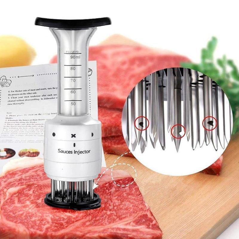 Avelena | Fleischzartmacher-Nadel Abs+Edelstahl Steak Fleischinjektor Marinade Geschmackspritze Küchenwerkzeuge Fleischwerkzeuge