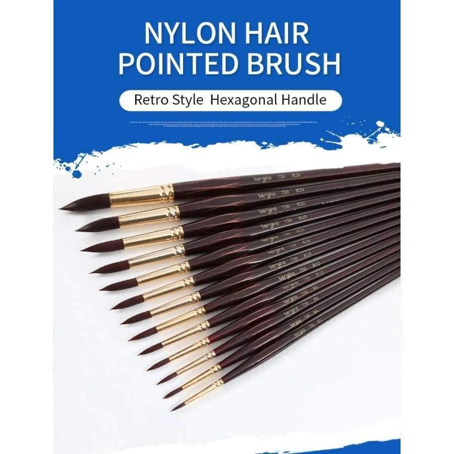 Avelena | Professioneller Aquarellpinsel mit Nylonhaaren, Spitz, Aquarell-, Öl-, Acrylmalpinsel für Künstler, Kunstbedarf 730