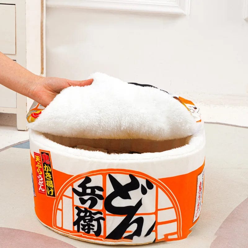 Avelena | Hanpanda Vier Jahreszeiten Zuhause Instant Nudeln Haus für Katzen Haustierbett Udon Nudeln Katzennest Bett Sofakissen Weiche Korb für Katzen