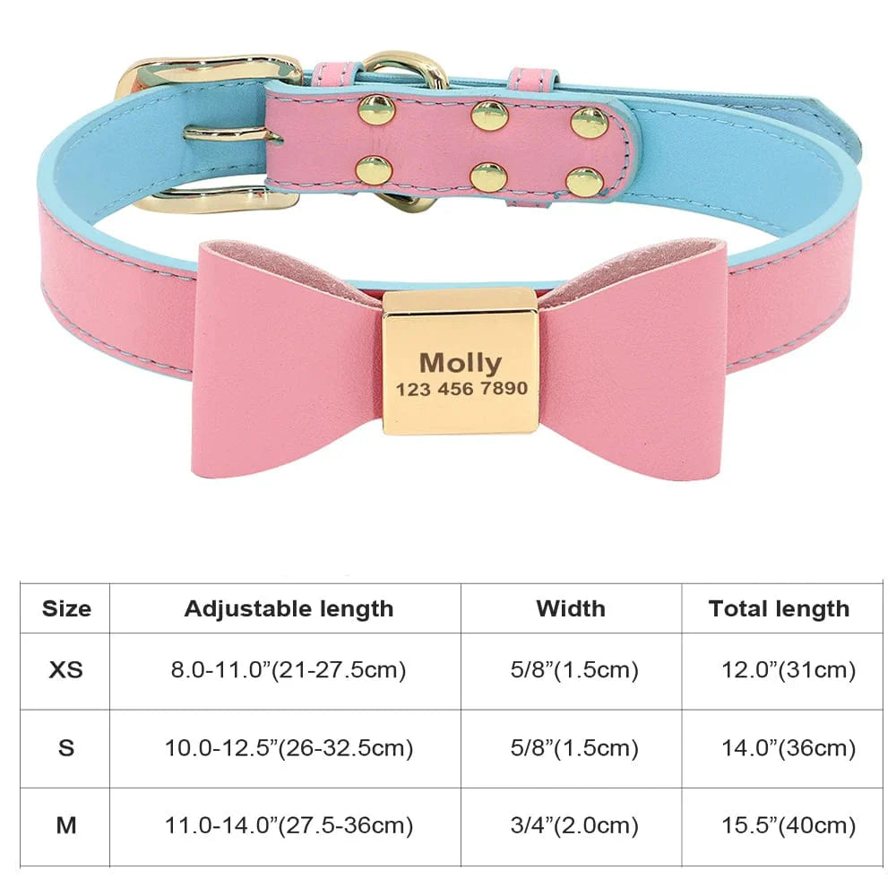 Avelena | Personalisierter Hund Katze Halsband Verstellbares Katzen Kristall Halsbänder Anti-Verlust Leder Welpen Katzen Halskette Fliege Strass Zubehör