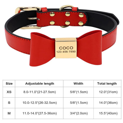 Avelena | Personalisierter Hund Katze Halsband Verstellbares Katzen Kristall Halsbänder Anti-Verlust Leder Welpen Katzen Halskette Fliege Strass Zubehör