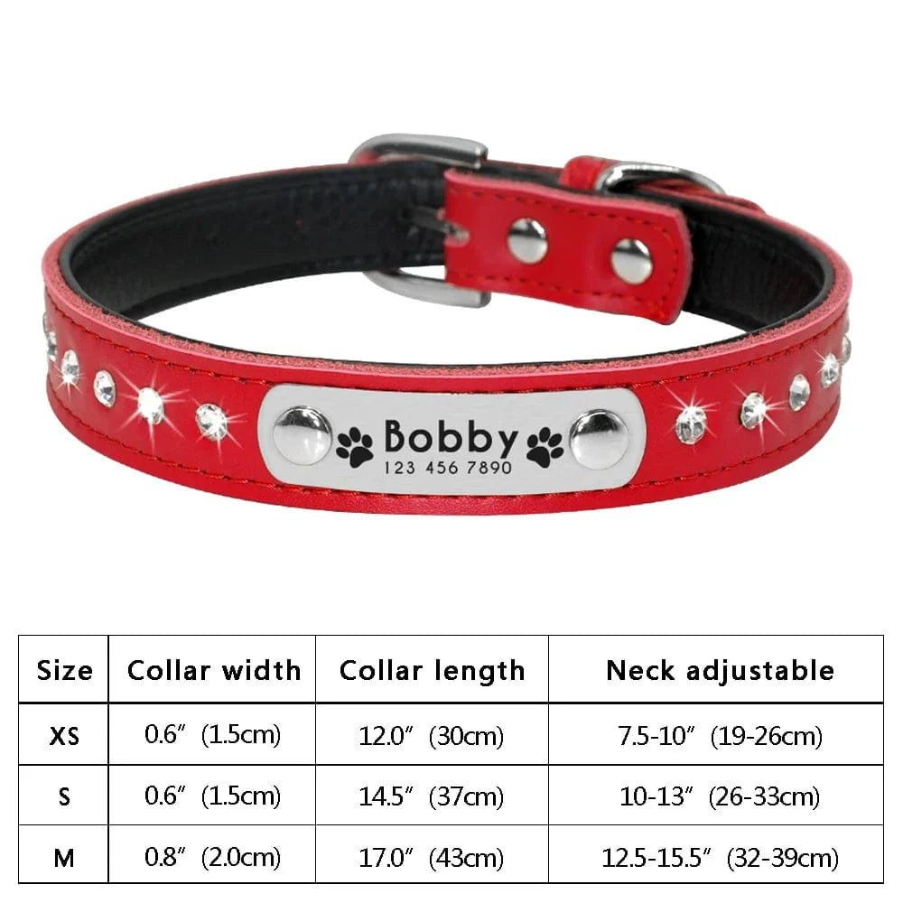 Avelena | Personalisierter Hund Katze Halsband Verstellbares Katzen Kristall Halsbänder Anti-Verlust Leder Welpen Katzen Halskette Fliege Strass Zubehör