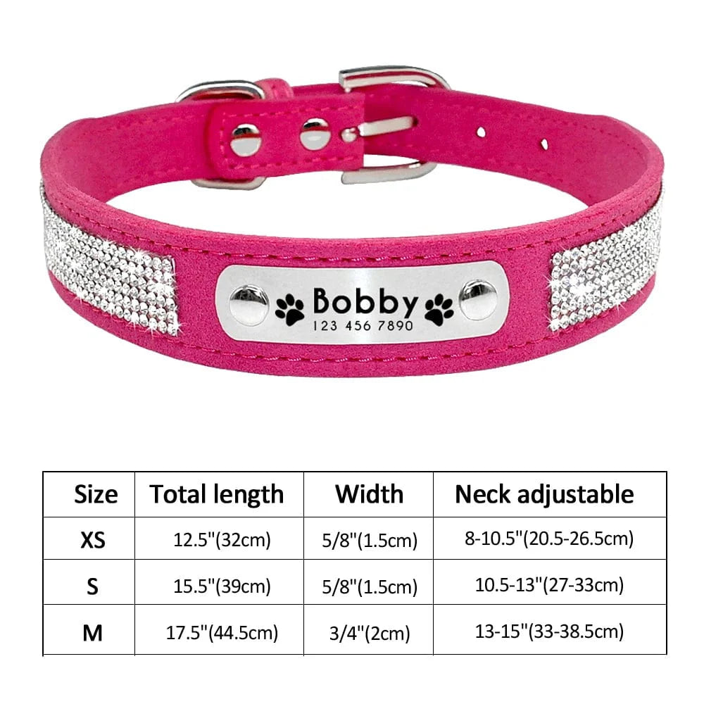 Avelena | Personalisierter Hund Katze Halsband Verstellbares Katzen Kristall Halsbänder Anti-Verlust Leder Welpen Katzen Halskette Fliege Strass Zubehör