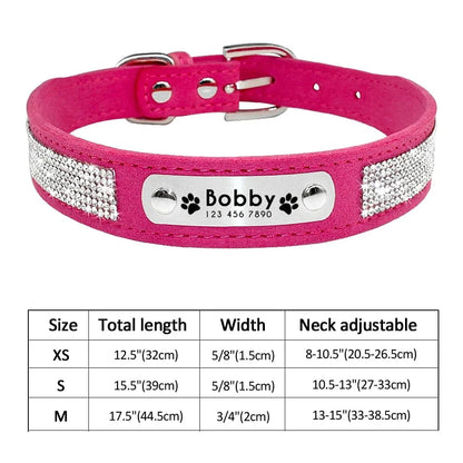 Avelena | Personalisierter Hund Katze Halsband Verstellbares Katzen Kristall Halsbänder Anti-Verlust Leder Welpen Katzen Halskette Fliege Strass Zubehör