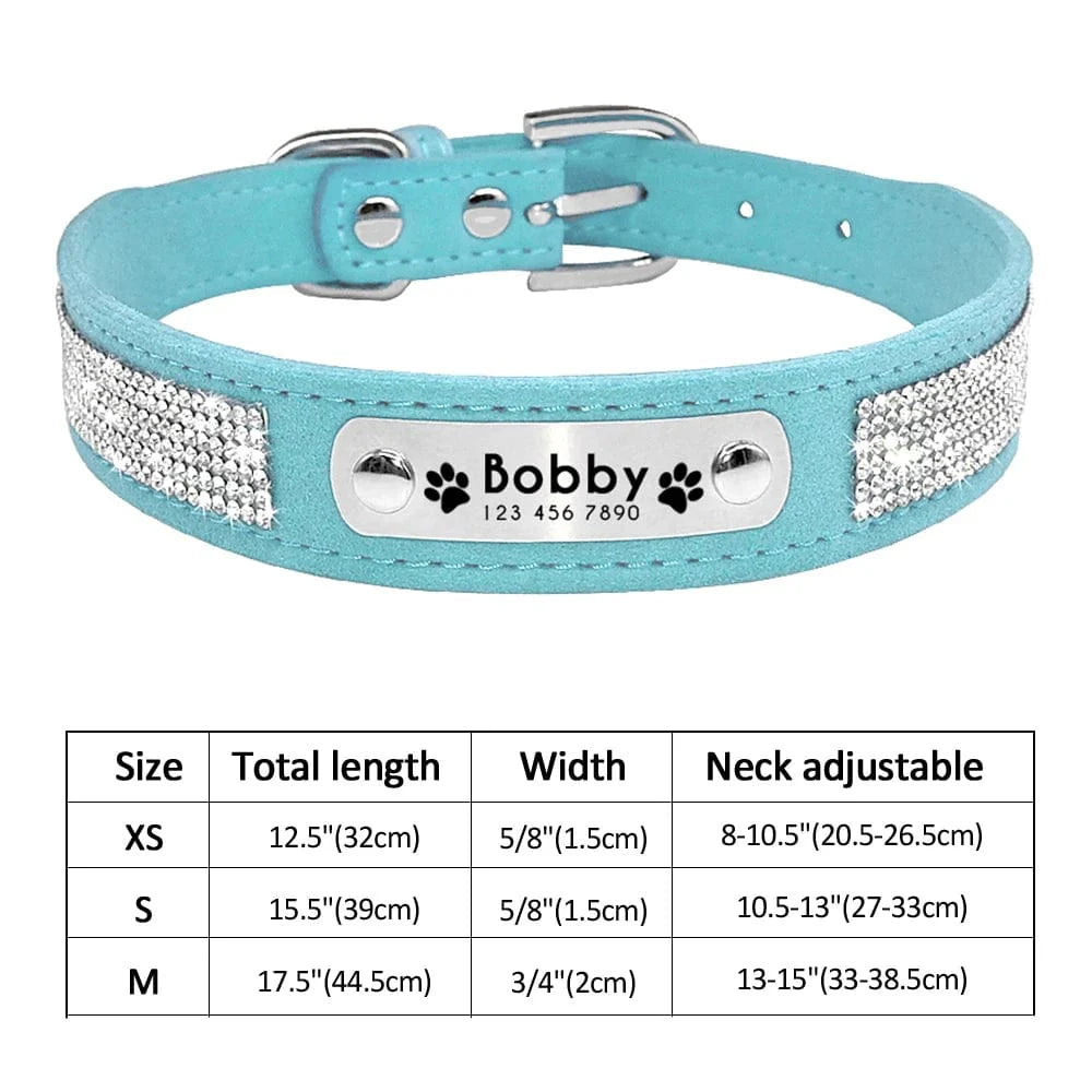 Avelena | Personalisierter Hund Katze Halsband Verstellbares Katzen Kristall Halsbänder Anti-Verlust Leder Welpen Katzen Halskette Fliege Strass Zubehör