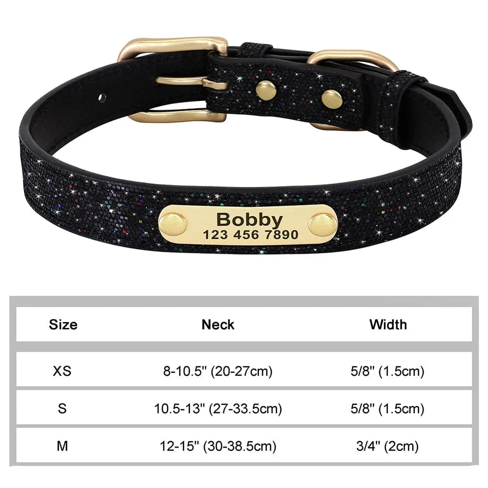 Avelena | Personalisierter Hund Katze Halsband Verstellbares Katzen Kristall Halsbänder Anti-Verlust Leder Welpen Katzen Halskette Fliege Strass Zubehör