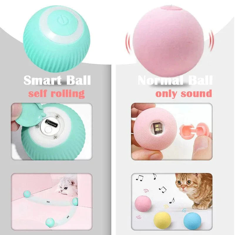 Avelena | Haustier Automatisch Rollendes Spielzeug für Katze Training Selbstfahrendes Kätzchen Spielzeug Innen Interaktives Spiel Elektrisch Smart Katzenball Spielzeug Zubehör