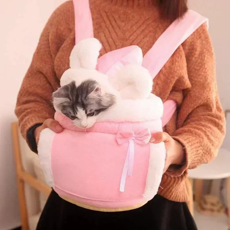 Avelena | Tragetasche Für Haustiere Katze Hunde Plüsch Rucksack Outdoor Reise Spaziergang Winter Warm Nest Kätzchen Welpe Hängende Brust Tragbare Träger