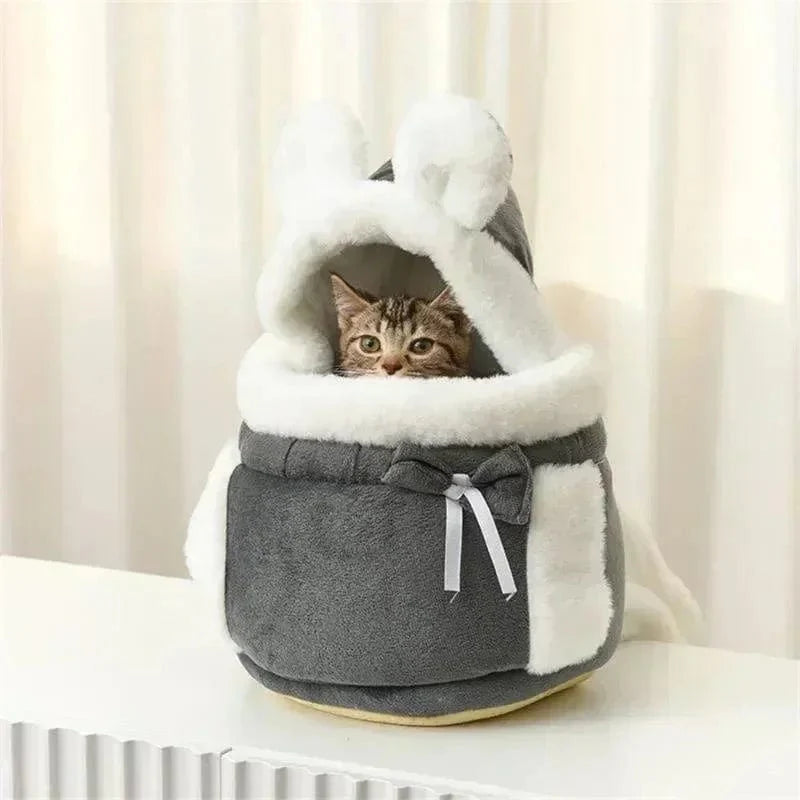 Avelena | Tragetasche Für Haustiere Katze Hunde Plüsch Rucksack Outdoor Reise Spaziergang Winter Warm Nest Kätzchen Welpe Hängende Brust Tragbare Träger