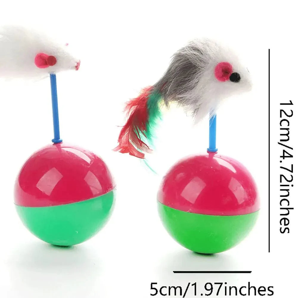 Avelena | Hunde Katzenspielzeug Haltbar Bunte Feder Mimi Lieblingspelzmause Kippenspielzeug Kätzchen Katzenspielzeug Spielbälle Zum Fangen Katzenbedarf 2Pcs
