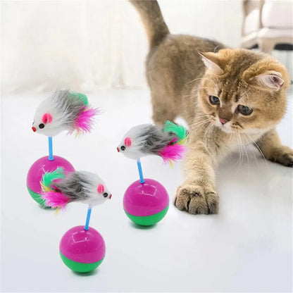 Avelena | Hunde Katzenspielzeug Haltbar Bunte Feder Mimi Lieblingspelzmause Kippenspielzeug Kätzchen Katzenspielzeug Spielbälle Zum Fangen Katzenbedarf 2Pcs