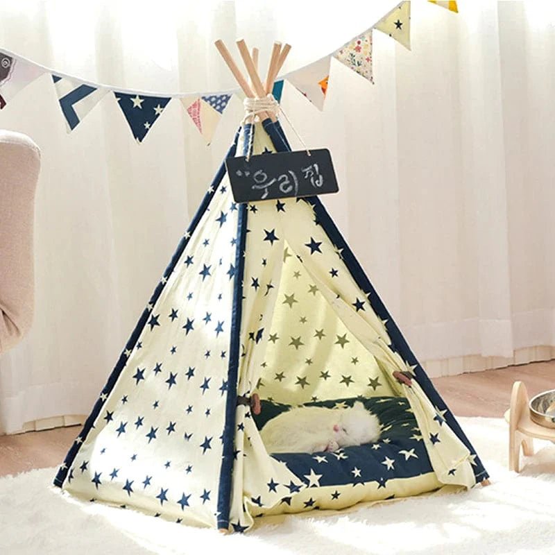Avelena | Haustier Zelt Haus Hundebett Tragbar Abnehmbar Waschbar Teepee Welpe Katze Innen Außen Zwinger Höhle Mit Kissen Und Schwarze Tafel